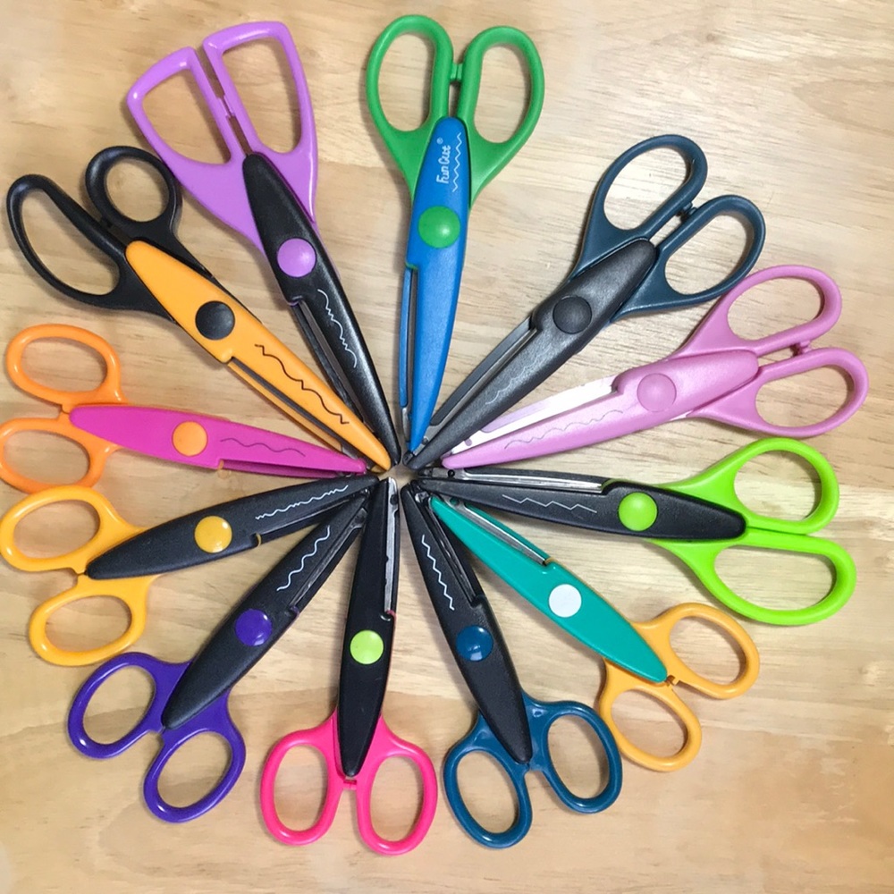 12 pairs of crafting scissors.